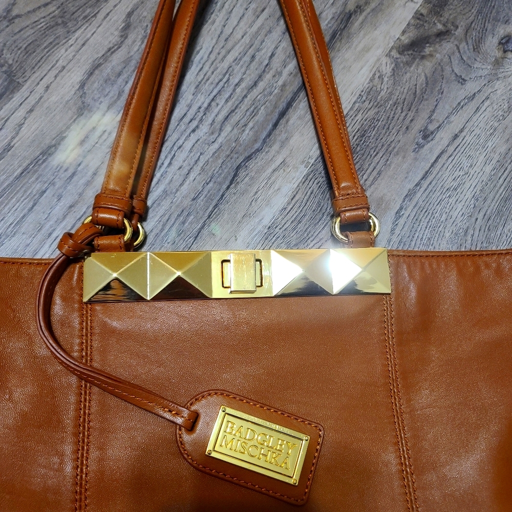 Badgley Mischka Tan with Gold Accent Bag